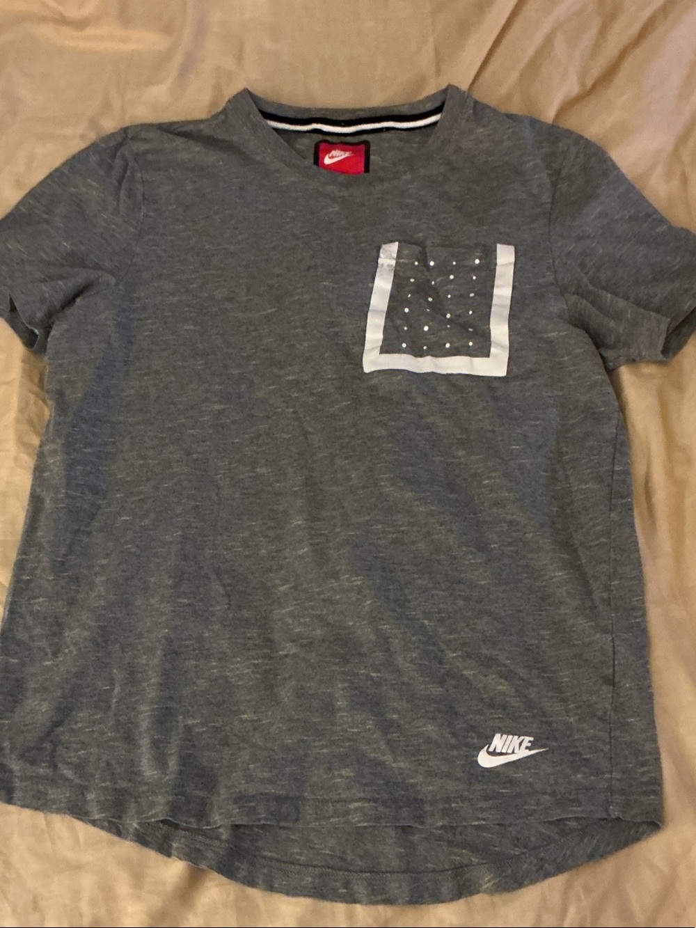 Nike Men's Heather Grey Short-Sleeve Pocket Tee with Dot Accent